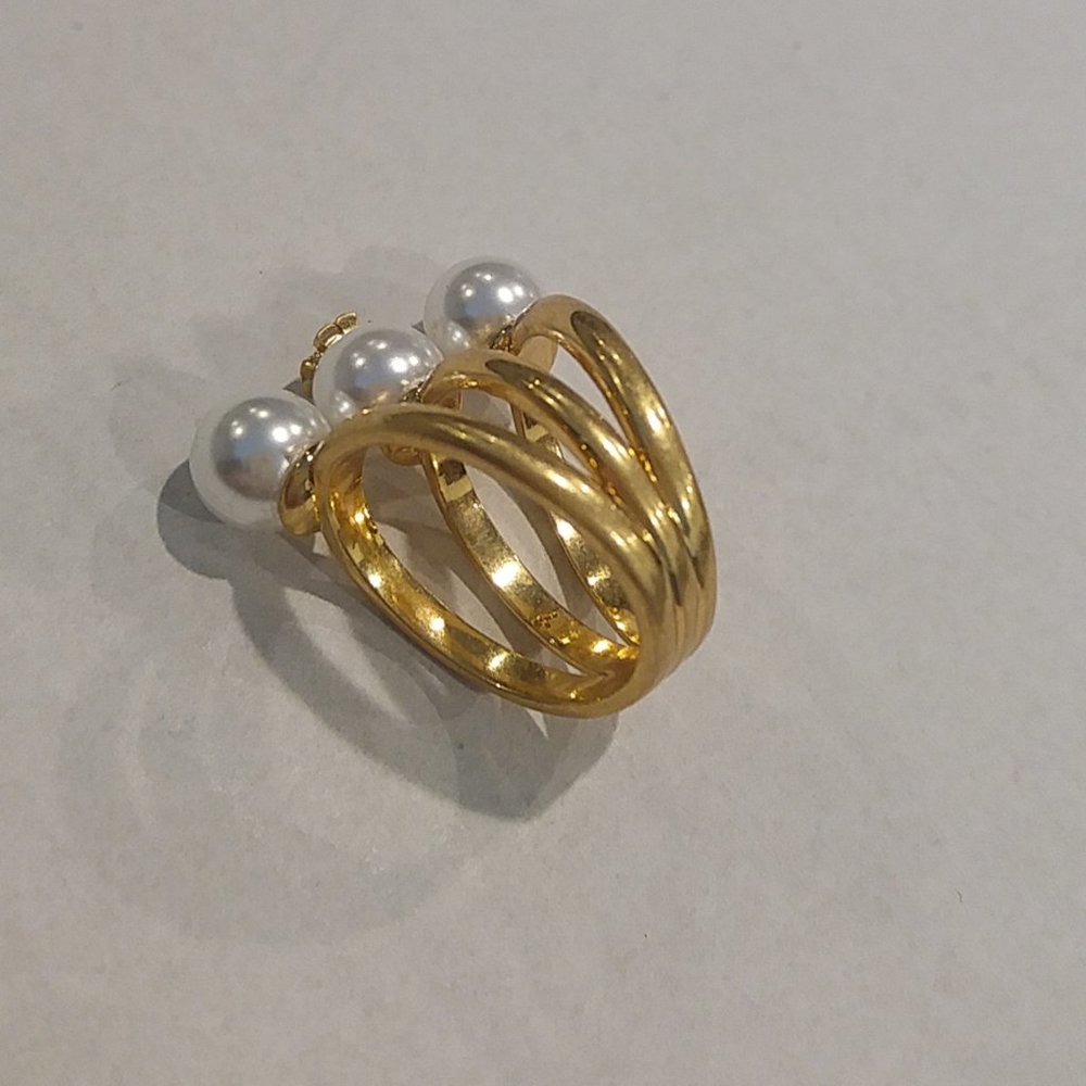 Tory Burch Kira Pearl Stackable Ring Size 7 - Picture 10 of 11